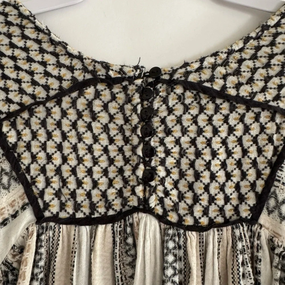 Free People Runnin On A Dream Peasant Top Small Embroidered Cropped Flared